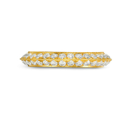 1.0 CT. T.W. Natural Diamond Double Row Antique Vintage-Style Wedding Band in Solid 10K Yellow Gold
