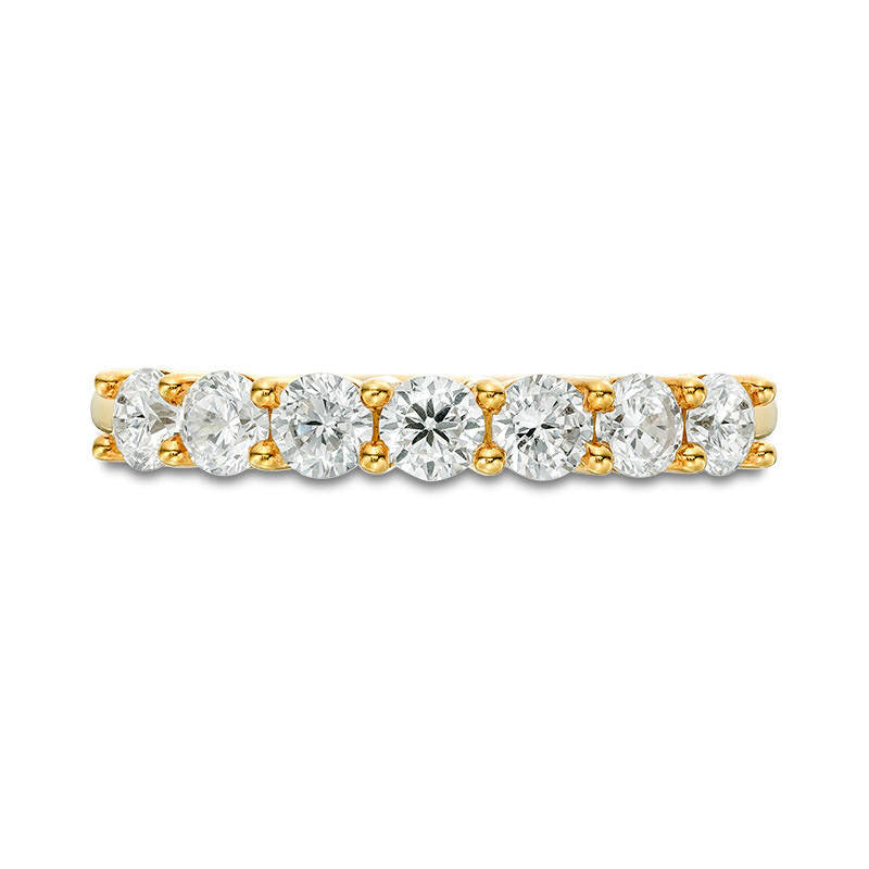 1.0 CT. T.W. Natural Diamond Seven Stone Anniversary Band in Solid 10K Yellow Gold