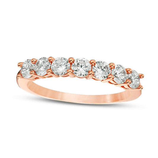 1.0 CT. T.W. Natural Diamond Seven Stone Anniversary Band in Solid 10K Rose Gold