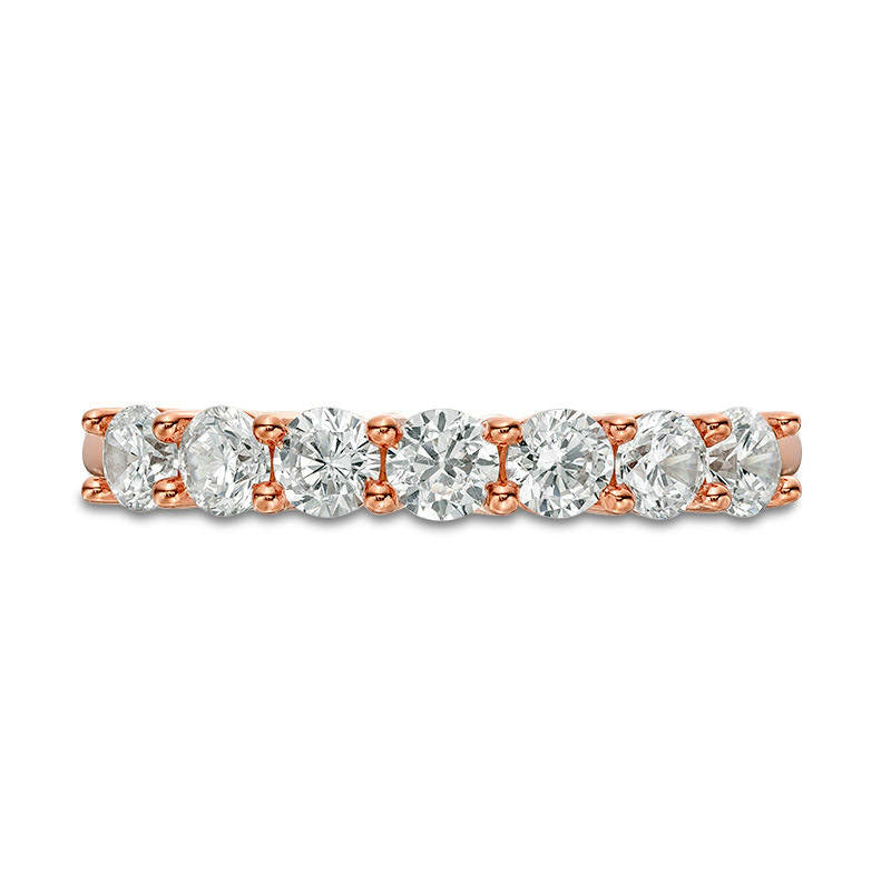 1.0 CT. T.W. Natural Diamond Seven Stone Anniversary Band in Solid 10K Rose Gold
