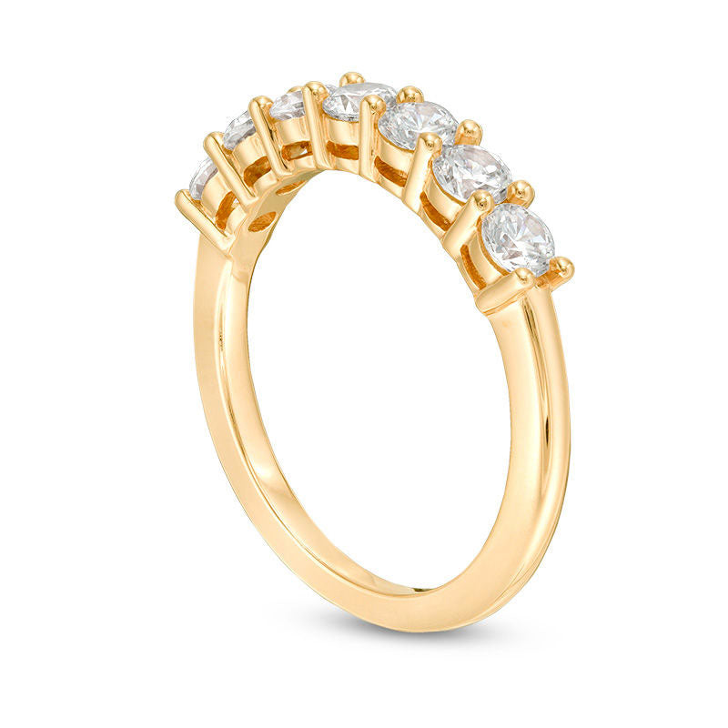0.75 CT. T.W. Natural Diamond Seven Stone Anniversary Band in Solid 10K Yellow Gold