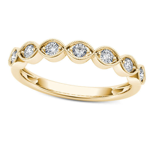 0.20 CT. T.W. Natural Diamond Marquise-Shaped Antique Vintage-Style Stackable Band in Solid 10K Yellow Gold