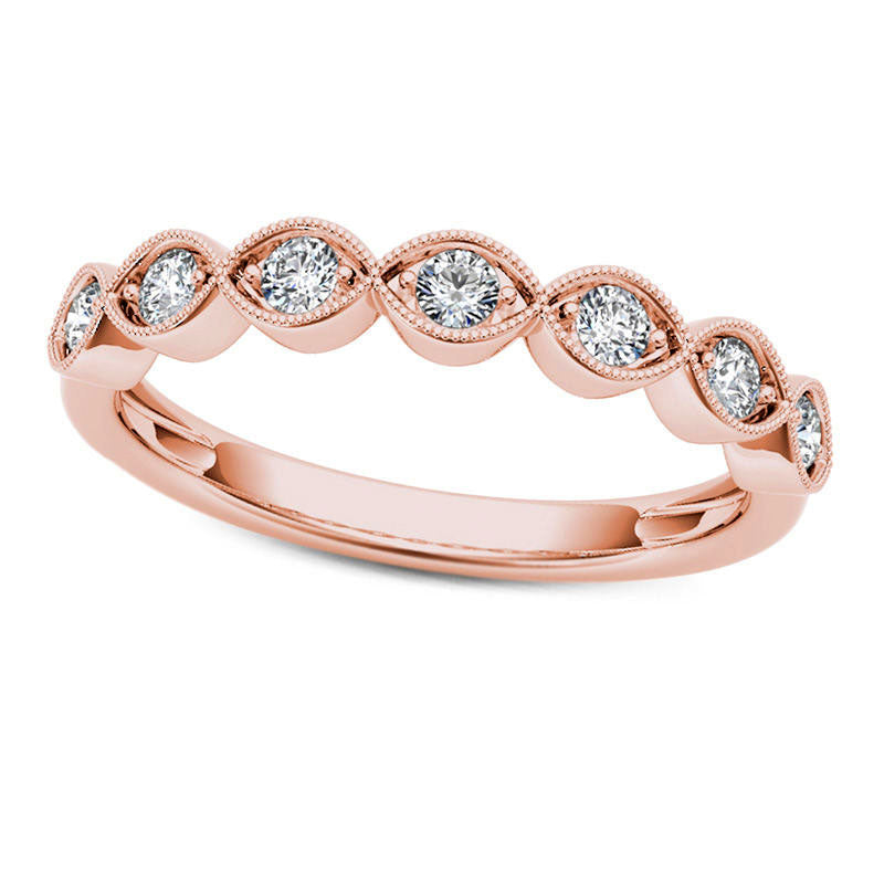 0.20 CT. T.W. Natural Diamond Marquise-Shaped Antique Vintage-Style Stackable Band in Solid 10K Rose Gold