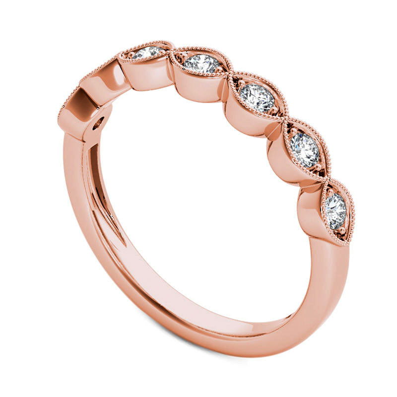 0.20 CT. T.W. Natural Diamond Marquise-Shaped Antique Vintage-Style Stackable Band in Solid 10K Rose Gold