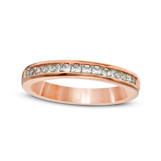 0.50 CT. T.W. Princess-Cut Natural Diamond Wedding Band in Solid 10K Rose Gold