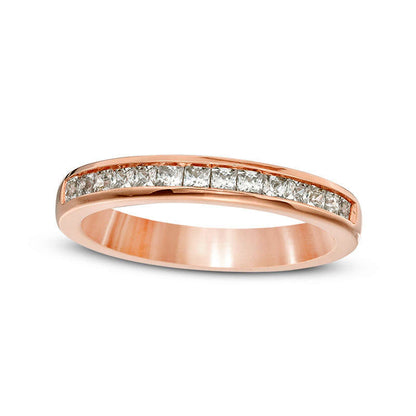 0.50 CT. T.W. Princess-Cut Natural Diamond Wedding Band in Solid 10K Rose Gold