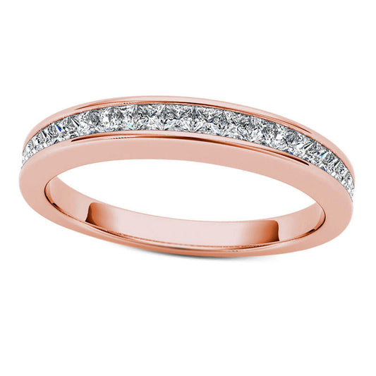 0.63 CT. T.W. Princess-Cut Natural Diamond Wedding Band in Solid 10K Rose Gold