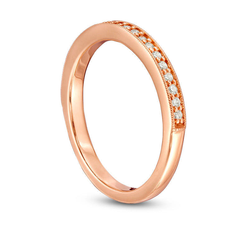 0.20 CT. T.W. Natural Diamond Antique Vintage-Style Wedding Band in Solid 10K Rose Gold