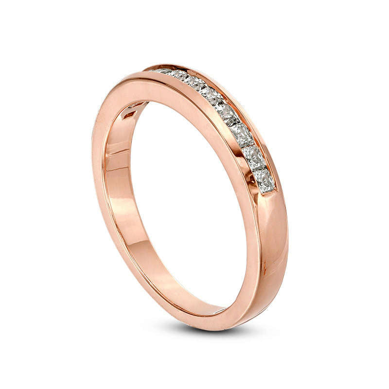 0.63 CT. T.W. Princess-Cut Natural Diamond Wedding Band in Solid 10K Rose Gold