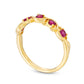 Lab-Created Ruby Five Stone Wavy Ribbon Ring in Solid 10K Yellow Gold