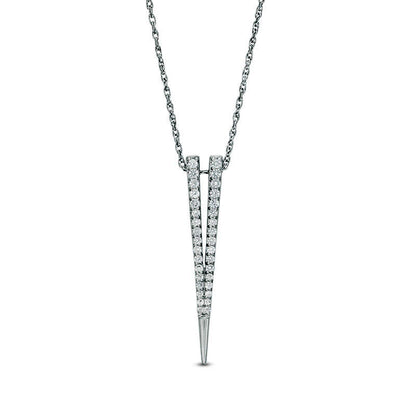 Lab-Created White Sapphire Deep "V" Pendant in Sterling Silver