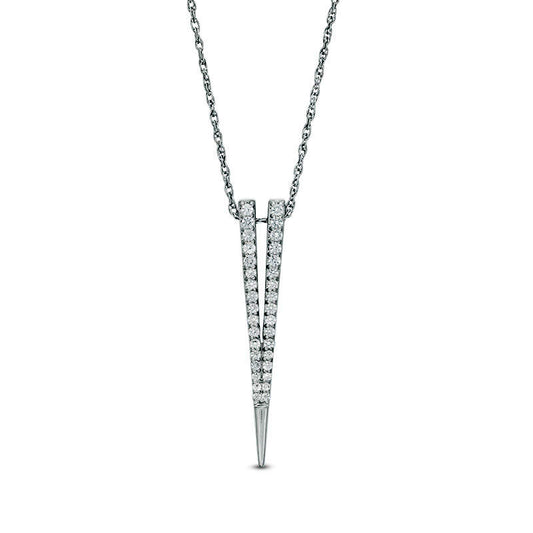 Lab-Created White Sapphire Deep "V" Pendant in Sterling Silver