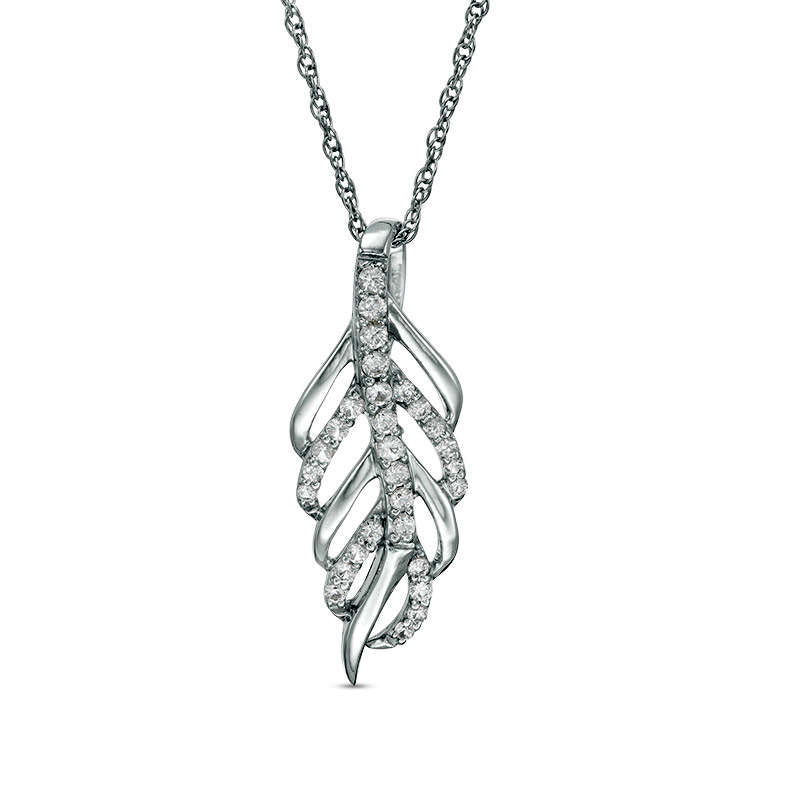 Lab-Created White Sapphire Leaf Pendant in Sterling Silver