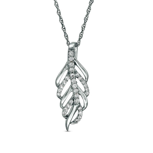 Lab-Created White Sapphire Leaf Pendant in Sterling Silver