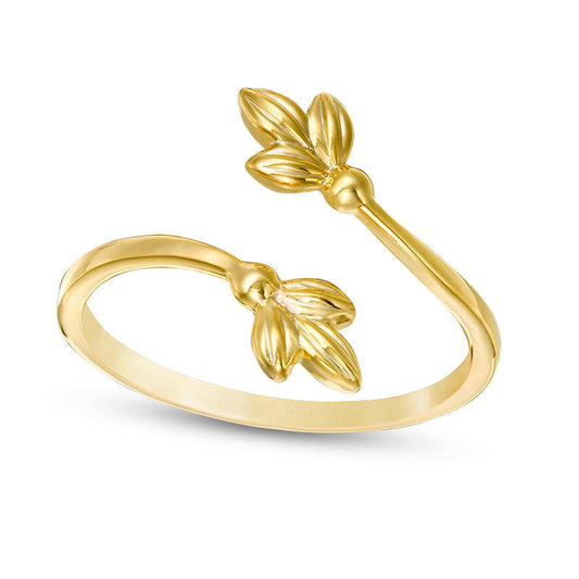 Flower Bloom Bypass Ring in Solid 10K Yellow Gold