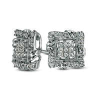 0.5 CT. T.W. Princess-Cut Composite Diamond Frame Love Knot Stud Earrings in Sterling Silver