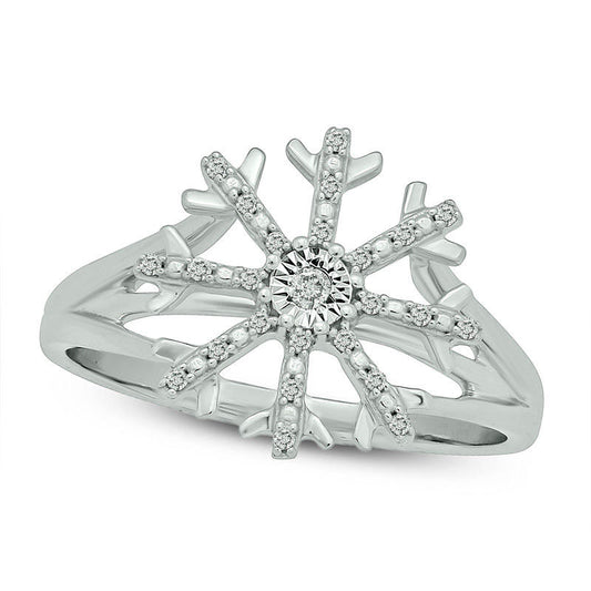 0.10 CT. T.W. Natural Diamond Snowflake Ring in Sterling Silver