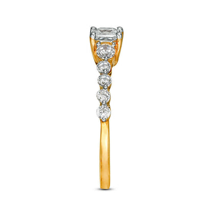 1.0 CT. T.W. Princess-Cut Natural Diamond Three Stone Engagement Ring in Solid 10K Yellow Gold