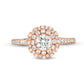 1.0 CT. T.W. Natural Diamond Scallop Frame Engagement Ring in Solid 14K Rose Gold
