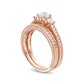 1.0 CT. T.W. Natural Diamond Three Stone Antique Vintage-Style Bridal Engagement Ring Set in Solid 14K Rose Gold