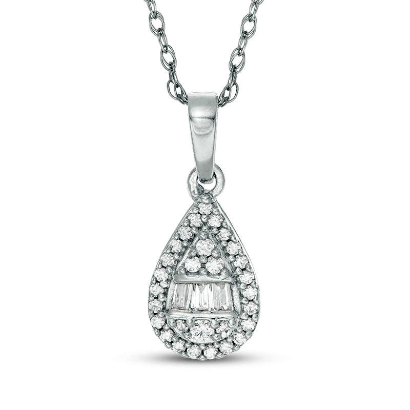 0.17 CT. T.W. Composite Pear-Shaped Natural Diamond Pendant in 10K White Gold
