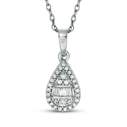 0.17 CT. T.W. Composite Pear-Shaped Natural Diamond Pendant in 10K White Gold
