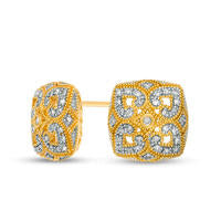 0.2 CT. T.W. Diamond Clover Heart Vintage-Style Stud Earrings in Sterling Silver with 18K Gold Plate