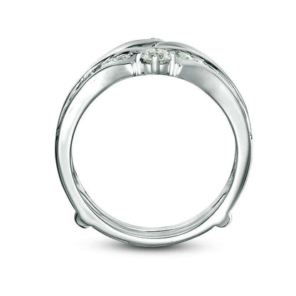 1.5 CT. T.W. Baguette and Round Natural Clarity Enhanced Diamond Chevron Solitaire Enhancer in Solid 14K White Gold