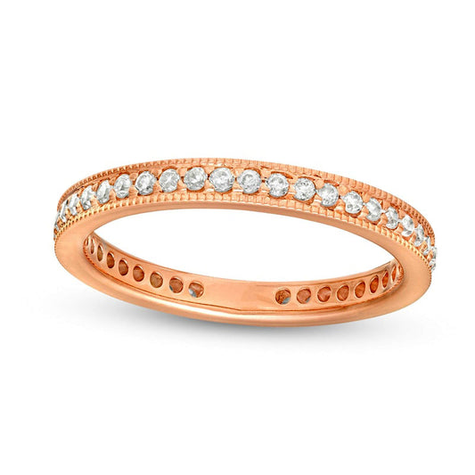 0.50 CT. T.W. Natural Diamond Antique Vintage-Style Eternity Wedding Band in Solid 18K Rose Gold (G/SI2)