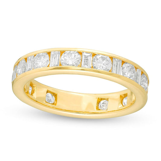 2.5 CT. T.W. Baguette and Round Natural Diamond Alternating Eternity Wedding Band in Solid 18K Gold (G/SI2)