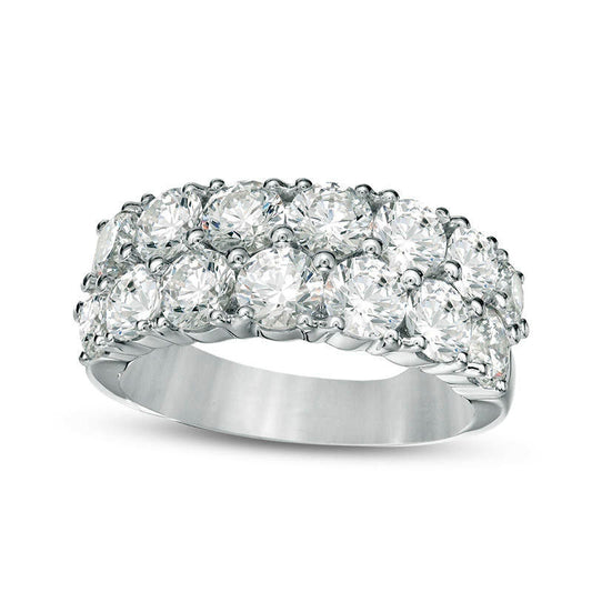 3.0 CT. T.W. Natural Diamond Double Row Anniversary Band in Solid 10K White Gold