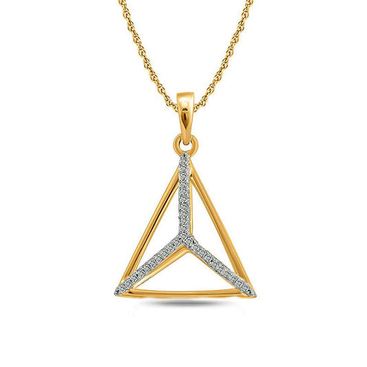 0.05 CT. T.W. Natural Diamond Geometric Triangle Pendant in 10K Yellow Gold