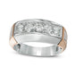 Men's 1.0 CT. T.W. Natural Diamond Five Stone Wedding Band in Solid 14K Two-Tone Gold