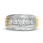 Men's 1.0 CT. T.W. Natural Diamond Five Stone Ridged Wedding Band in Solid 14K Two-Tone Gold
