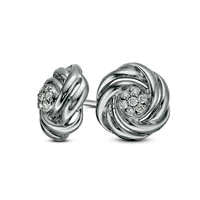 0.1 CT. T.W. Composite Diamond Love Knot Stud Earrings in Sterling Silver