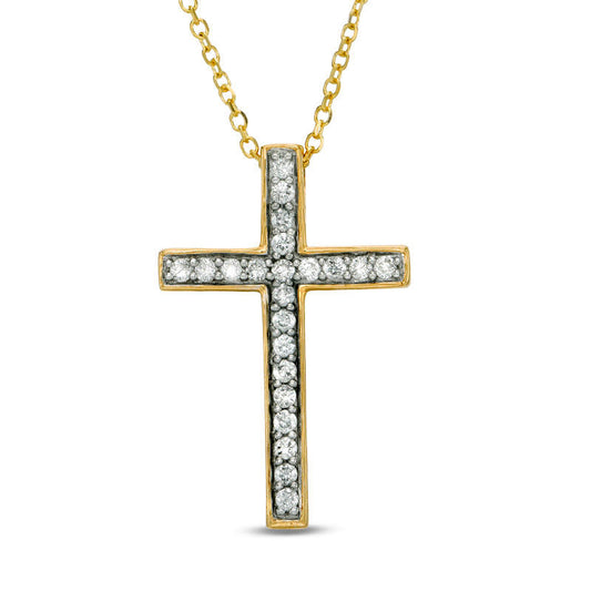 0.17 CT. T.W. Certified Natural Diamond Cross Pendant in 14K Gold (I/I1)