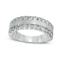 1.0 CT. T.W. Natural Diamond Satin Center Anniversary Band in Solid 14K White Gold