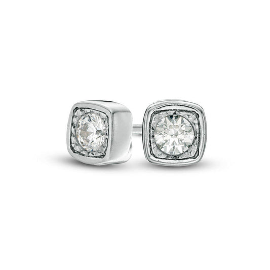 0.17 CT. T.W. Diamond Solitaire Cushion-Shaped Stud Earrings in 10K White Gold