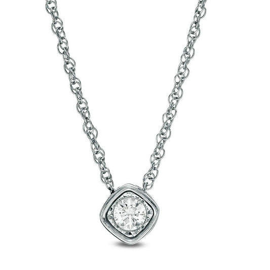 0.17 CT. Natural Clarity Enhanced Solitaire Cushion-Shaped Pendant in 10K White Gold