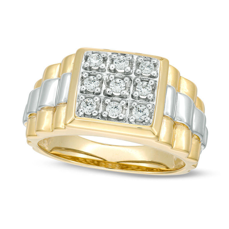 Men's 0.50 CT. T.W. Composite Natural Diamond Comfort-Fit Stepped Shank Ring in Solid 14K Gold