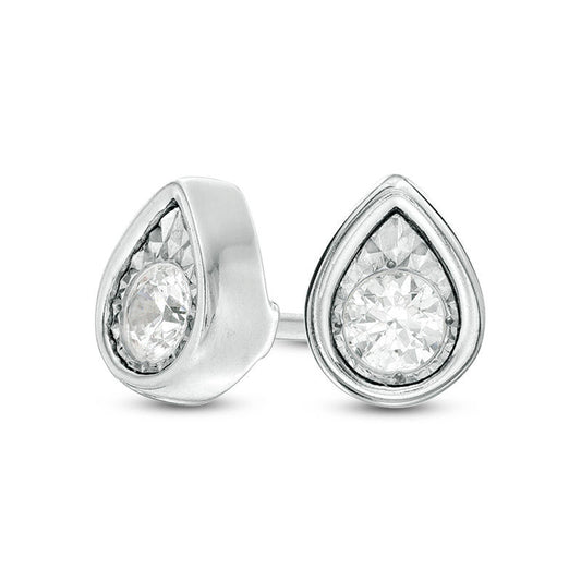0.17 CT. T.W. Diamond Solitaire Teardrop Stud Earrings in 10K White Gold
