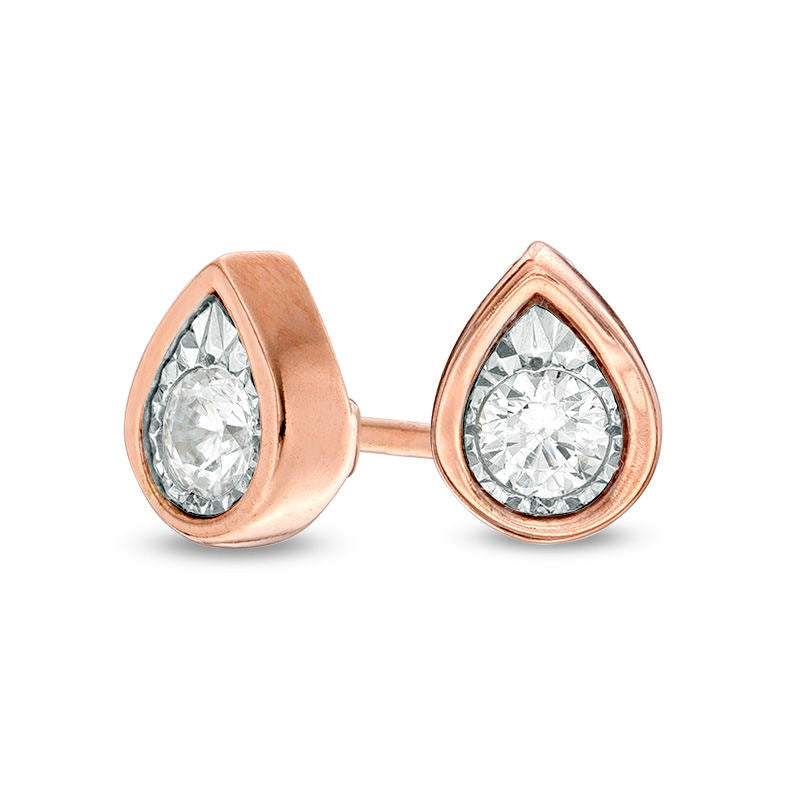 0.17 CT. T.W. Diamond Solitaire Teardrop Stud Earrings in 10K Rose Gold