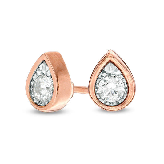 0.17 CT. T.W. Diamond Solitaire Teardrop Stud Earrings in 10K Rose Gold