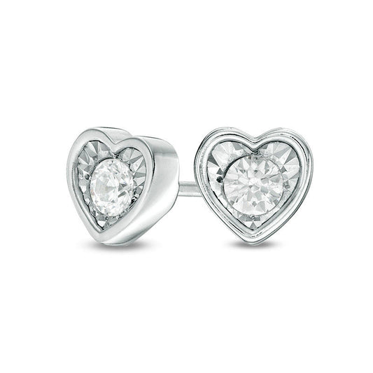 0.17 CT. T.W. Diamond Solitaire Heart-Shaped Stud Earrings in 10K White Gold