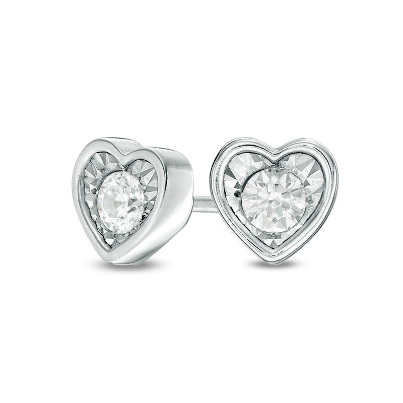 0.17 CT. T.W. Diamond Solitaire Heart-Shaped Stud Earrings in 10K White Gold