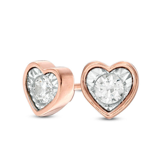 0.17 CT. T.W. Diamond Solitaire Heart-Shaped Stud Earrings in 10K Rose Gold