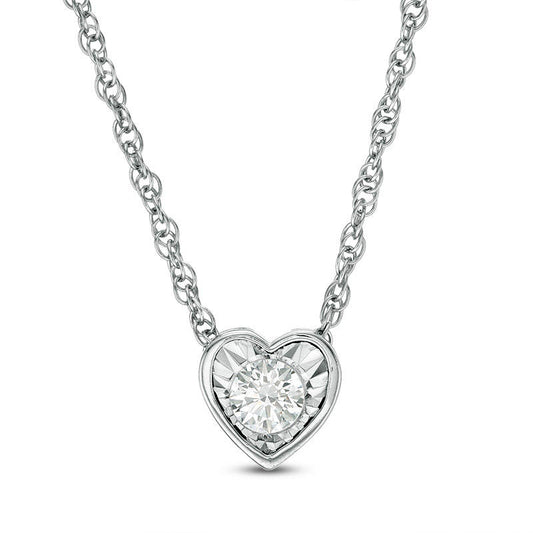 0.17 CT. Natural Clarity Enhanced Solitaire Heart-Shaped Pendant in 10K White Gold