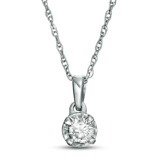 0.17 CT. Natural Clarity Enhanced Solitaire Pendant in 10K White Gold