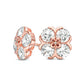 Quad Lab-Created White Sapphire and Diamond Accent Flower Stud Earrings in 10K Rose Gold
