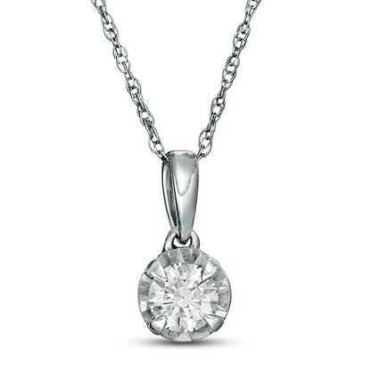 0.25 CT. Natural Diamond Solitaire Pendant in Sterling Silver